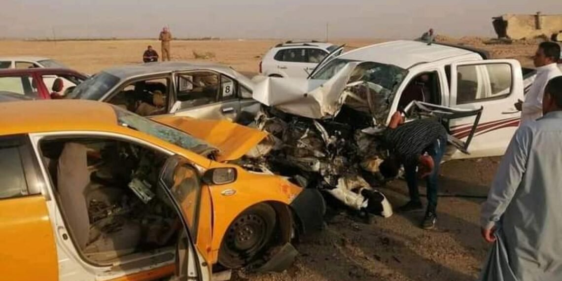 بالصور .. 3 وفيات اثر حادث تصادم سيارات لعرسين جنوب غرب كركوك